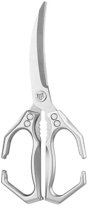 Tijeras Para Aves, 2 en 1 Tijeras para Carne con Abridor de Nueces, De Acero Inoxidable Para Procesar Verduras Frutas Carne Pescado