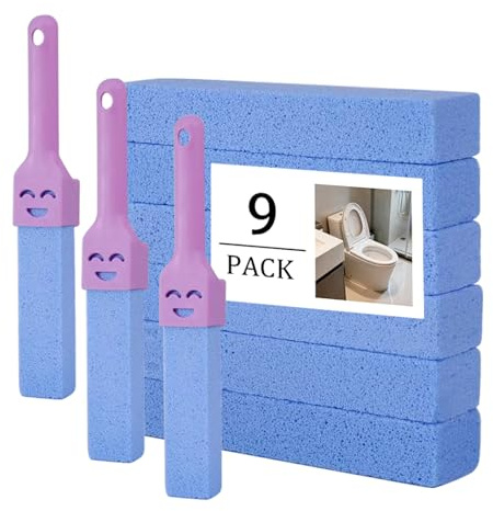 9 Pz Pietra Pomice per WC, Blocco Pietra Pulente Spazzole Bastone, Cleaning Block WC Naturale per Pulizia di Piscine Bagno Cucina e Pulente Pumice Stones, con 3 Maniglie