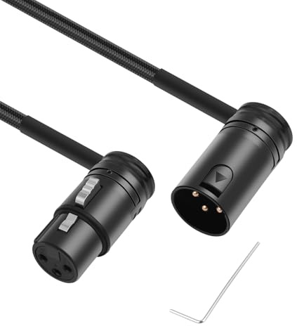 Kinweistex Right Angle XLR Adapter Cable,Adjustable 90 Degree XLR Male to 90 Degree XLR Female Microphone Cable,Rotatable Mic Cord for Mixer Microphone