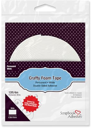 Scrapbook Adhesives by 3L, Crafty Foam Tape, White, 4m x 13-Feet