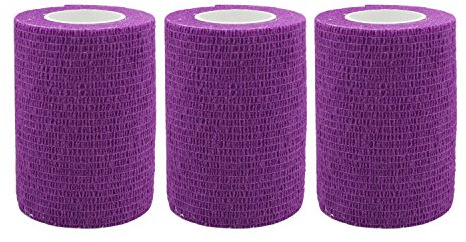 COMOmed Lot de 3 rouleaux de bandage cohésif 5 cm Bandage adhésif souple non-tissé Testé contre les allergies Convient aux peaux sensibles Violet
