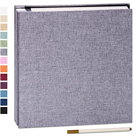 Yopih Adhesive Photo Album with 40 Pages 10 x 15 cm Linen Fabric Cover Scrapbooking DIY Photo Album Save Baby Growth Wedding Travel