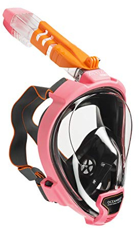 OCEAN REEF - Aria QR+ Maschera Snorkeling Integrale a Rilascio Rapido con Boccaglio - Visione Subacquea a 180 Gradi e Meccanismo Quick Release - 8 Colori e 3 Taglie - Colore Rosa - Taglia S/M