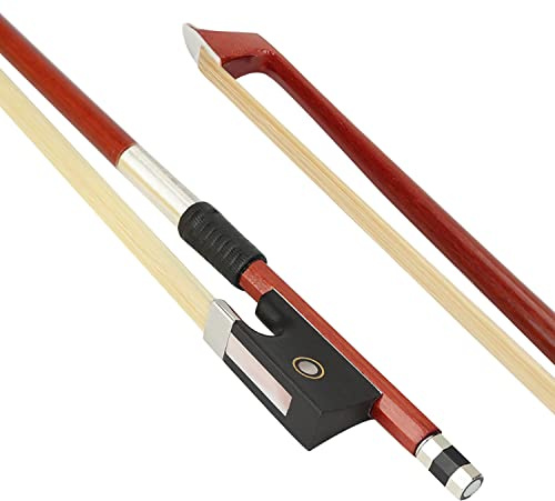 LMS Violin Bow Full Size 4/4 Brazilwood Violin Bows Lightweight Bow Well Balance Fiddle Bow Made with Ebony Frog Mongolian White Horse Hair for Violin Student Professional (4/4)