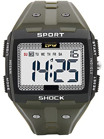 BEN NEVIS Orologio digitale da uomo con allarme, cronometro, calendario, illuminazione, 5 ATM impermeabile, orologio sportivo digitale con cinturino in silicone per uomo regalo