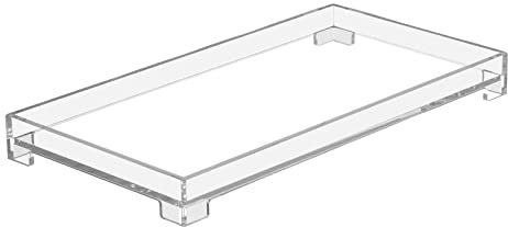 DELIPPLY Vanity Bathroom Tray, Acrylic Rectangle Decorative Catchall Organizer Storage Tray (Large-Clear)
