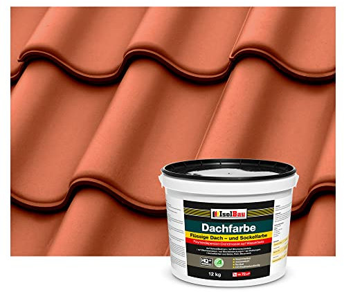 Isolbau Peinture de toiture - 12 kg RAL - Peinture de façade Nano - Peinture à base d'eau - Sans solvant, imperméable, résistant aux UV - Rouge brique