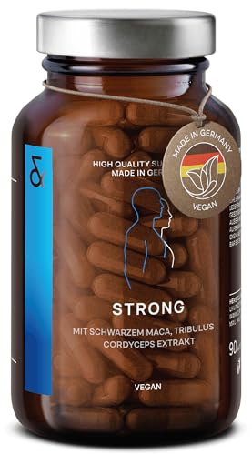 N°32 Strong - Black Maca Kapseln hochdosiert mit Tribulus terrestris, Cordyceps sinensis, schwarzer Knoblauch, Ginseng, Zink & Selen - 90 Kapseln