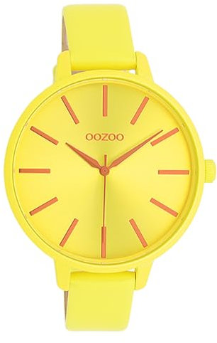 Oozoo Damenuhr mit Lederband Color Line 42 MM Neon Gelb C11184