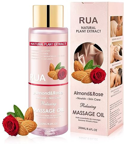 Massageöl zur Entspannung, Massage Oil für die Gelenke, Mandel- und Rosenmassageöle, feuchtigkeitsspendendes Körperöl für Männer und Frauen 250ML