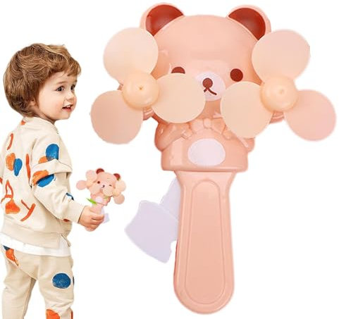 Generico ventilatore portatile, ventilatore manuale, Giocattolo ventaglio con pressa mano per ventola di raffreddamento doppia ventola forma di cartone animato, Simpatici fan estivi per bambini