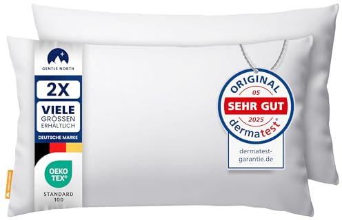 Gentle North Kopfkissen (50x75 cm groß) - 2er Set Kissen für Bett und als Dekokissen - Mit Reißverschluss für Füllung - Sofakissen - Zierkissen für Couch und Sofa - Ökotex - Waschbar bis 60° - Weiß
