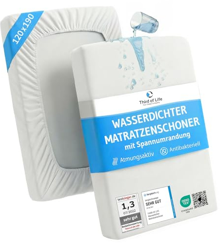 Madrasskydd 120 x 190, vattentätt, ventilerande och allergivänligt sängöverdrag, antibakteriellt, kvalstertätt, vårdande och mögelbeständigt, hygieniskt madrasskydd, 120 x 190 cm bäddmadrassöverdrag