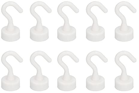 Nimomo Lot de 10 Crochet Aimanté, Crochets Magnétiques blancs en ABS robuste pour réfrigérateur et micro-ondes 5,1 kg