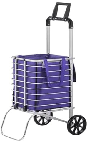 LYLXSF Trolley de Compras Carro de carretas pequeñas con Ruedas Aluminio Plegable Carrito de Compras escaleras de Escalera de Altura Carro/púrpura/a