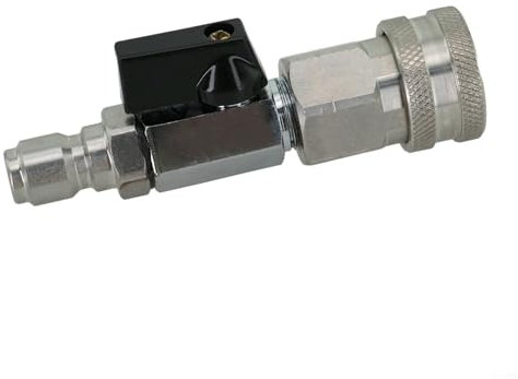 Gdfnmogo Kit de válvula de bola de alta presión de acero inoxidable, control de encendido/apagado fácil de conectar para mangueras de lavado eléctrico, boquillas de bombas (3/8)