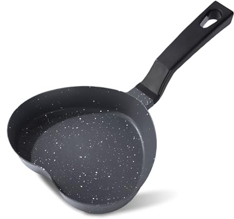 EAZHOP Bratpfanne mit Herz-form, Antihaftbeschichtete Eierpfanne, Pfannkuchen mit hitzebeständigem Griff für Frühstück, Rührei, gegrillter Käse, rosa Herz (Schwarz)