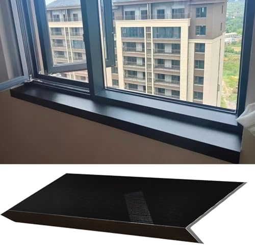 Window Sill Cover Black Texture Windowsill Cill For Window Ledge, Composite Windows Nosing Cover For Concrete/Cement, Cill Countertop Guard Panel For Door/Stair/Window(120×35Cm (47 1/4×13 3/4))