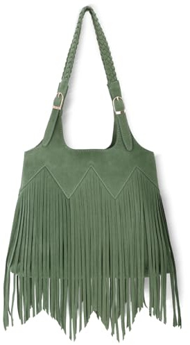 OPLERT Sacs à bandoulière à franges pour femmes Sacs à main western Hobo Sacs à franges en simili cuir vegan tissé
