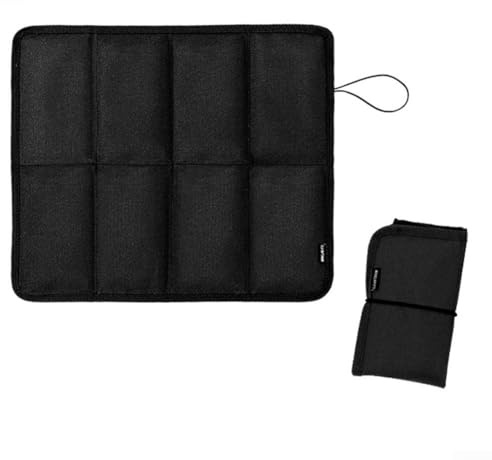 Jotekonoby Cojín plegable para asiento de camping para uso al aire libre y almohadilla aislada hecha de tela Oxford 600D, alfombrilla de asiento portátil ligera para senderismo (negro)