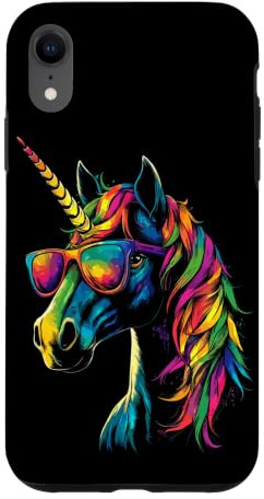 Licorne Coloré Arc-en-Ciel Cavalière Chevaux Équitation Coque pour iPhone XR