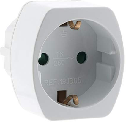 Zenitech - Adaptateur Prise de Voyage Schuko Allemagne vers France - Prise Mâle FR vers Femelle DE - 230V, 16A, 3680W - Compact et Résistant - Connexion Stable - Conforme à la Norme CE - Blanc