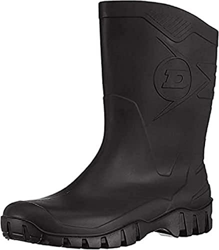 DUNLOP Short Leg Half-Height Wellies Easier On & Off Good For Wider Calf Fitting,Black,6 UK