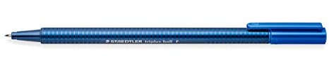 STAEDTLER 437 F-3 Kugelschreiber (triplus ball, ergonomische Dreikantform, hohe Qualität, Set mit 10 Stück, Farbe Blau, Linienbreite F)