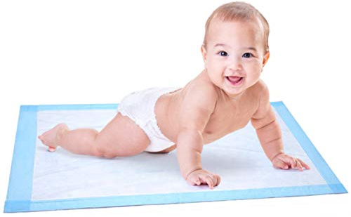 Engångsfoder för baby – 25 st (61 x 45 cm) – mjuk engångsblå sjukhusunderdyna – vattentät och absorberande för spädbarn och barn