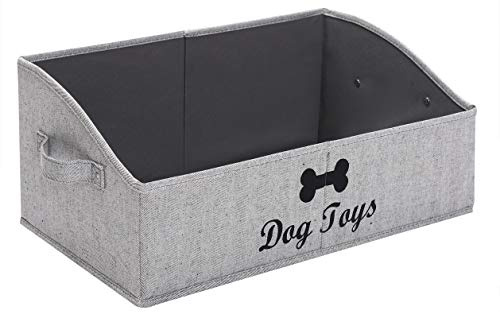 MOREZI Caja de almacenamiento de juguetes para perros trapezoidal, adecuada para guardar juguetes para perros, ropa para perros y otros suministros para mascotas-Raya gris
