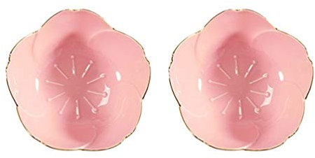 2 Stück Keramik Schälchen Mini Dipschalen Form Servierschalen Saucenschälchen Gewürzschale Snack Schälchen Obstbehälter für Sojasauce Dip Weihnachten Party Tischdeko Rosa