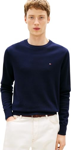 Tommy Hilfiger Pullover Uomo Cashmere Crew Neck Pullover in Maglia, Blu (Desert Sky), XXL