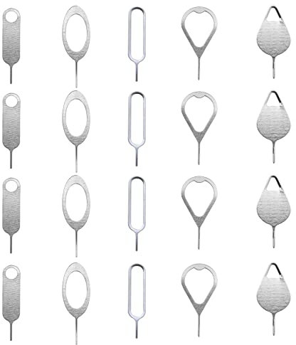 20 piezas de bandeja de herramientas de extracción de tarjeta SIM, abridor de agujas, expulsor de acero inoxidable antioxidante, pines para tomar tarjetas para todos los modelos de teléfono, color