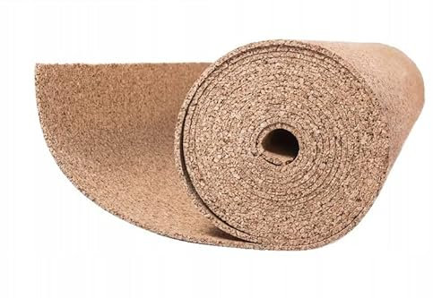 Rotolo di sughero al metro, dimensioni: 1 m x 10 m, superficie (10 m²), spessore da 2 mm a 10 mm, piastra di sughero, isolamento acustico di pavimenti e pareti in sughero di altissima qualità (8 mm)