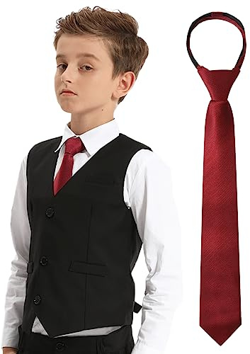 mintgreen Corbata Pre-atada Corbatas Ajustables para Niños Pequeños Boda Graduación Fiesta Accesorios de Disfraces, Rojo, 13 Inches