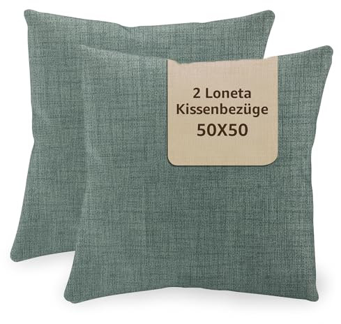 SONIT - Kissenbezug 50x50 cm - Sofa Kissen, Deko Kissenbezüge für Wohnzimmer und Schlafzimmer - 2er-Set - Made in Italy - Mintgrün