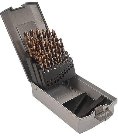 CAVATINY Präzisionsbohrer Spiralbohrer-Set | 25 Stück | HSS-E M35 Cobalt Metallbohrer-Set | 1–13mm 0,5mm Schritte | DIN 338 | für Edelstahl, Aluminium, Holz | Selbstzentrierend für Metallbearbeitung