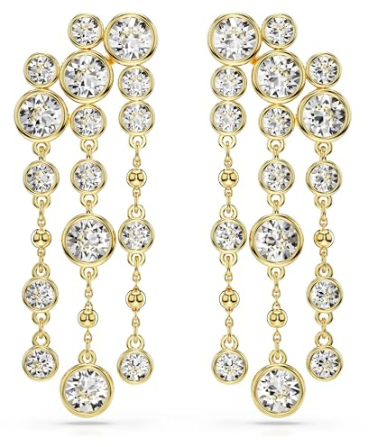 Swarovski Imber Drop-Ohrhänger, Weiße, Vergoldete Ohrringe mit Strahlenden Swarovski Kristallen
