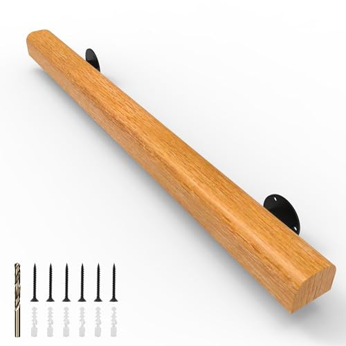YEOOE 3FT Wood Stair Handrails Wall Mount, Hand Railings for Stairs Indoor Outdoor, Non-Slip Staircase Handrail for Corridor, Lofts, Patio, Kindergarten Guardrail (Size: 3ft)
