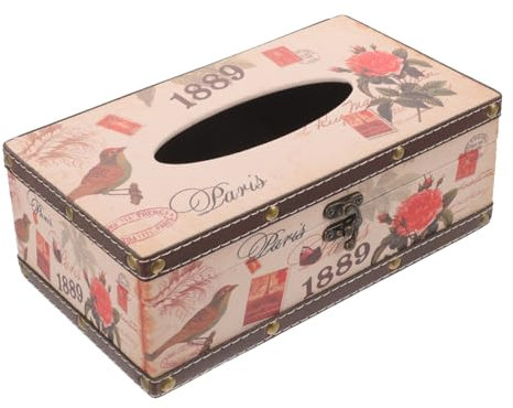 Garneck Schreibtisch-taschentücherbox Aus Holz Vintage-Stil Serviettenbox Kreative Taschentücherbox Für Zuhause Aufbewahrungsbox Für Papiertaschentücher Dekoration Für Schreibtisch Oder