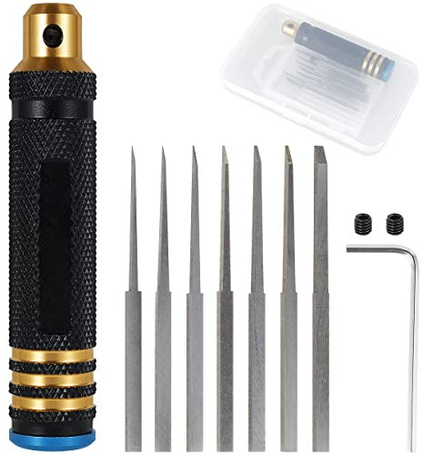 Model Chisel,Model Scribers Gundam Resin Cutting Tool Craping Line Scraping Tool Chisel with 0.1/0.2/0.4/0.6/0.8/1.0/2.0mm Blades for Carving Engraving Cutting