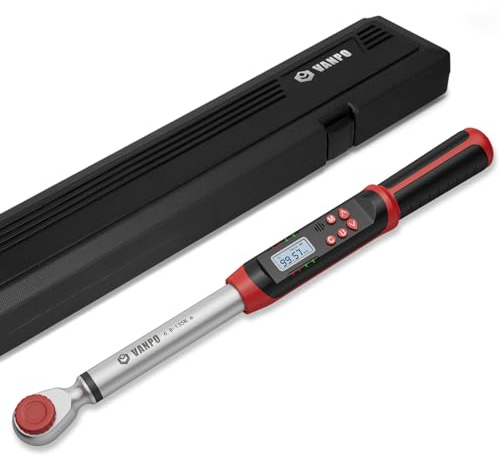 VANPO Digital Torque Wrench 1/2-Inch Drive 5-99.5 ft-lbs./6.8-135Nm, Electronic Torque Wrench with Preset Value, Buzzer and LED Notification, ±2% Accuracy for Moto, Car