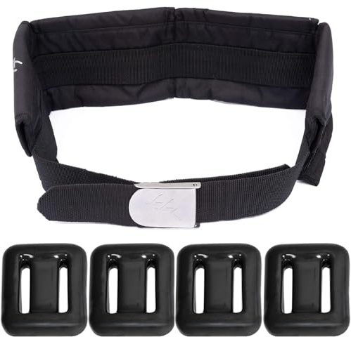 dekayaker Dive Belt with Weights,4 Pcs 1.1 lb Dive Weights with 4 Pocket Scuba Weight Belt with Quick Release Buckle,Freediving Dive Diving Accessories - fit for Waist 32 to 52 Black