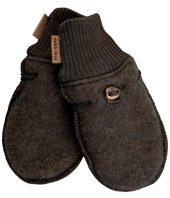Mikk-line Wolle Handschuhe Baby 74/80 – Babyhandschuhe & Kinderhandschuhe In Dark Brown Melange – Fäustlinge Baby & Handschuhe Kinder Wolle – Aus warmer Merinowolle, Wasserabweisend & Atmungsaktiv