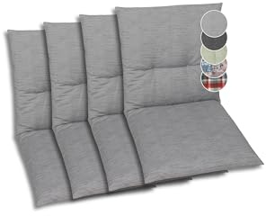 GO-DE Textil Bequeme und attraktive Polsterauflagen für Niederlehner-Gartenstühle (4er-Set, Uni grau, Niederlehner)