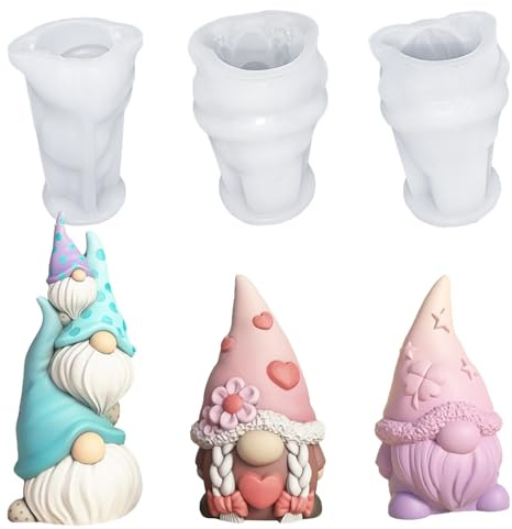 Fleymu 3 stampi in silicone 2025, per Pasqua, fai da te, motivo: gnomo pasquale in silicone 3D, per decorazioni primaverili fai da te