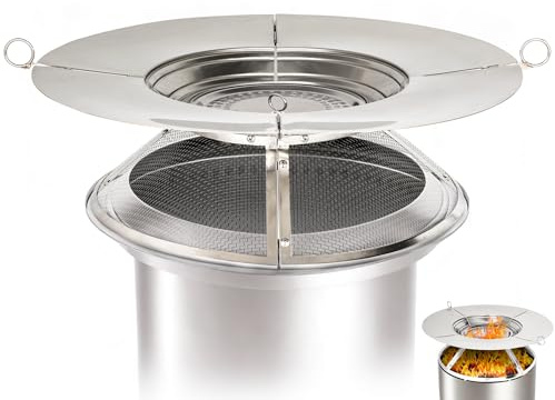 PWSOMJ Heat Deflector with Mesh Spark Screen for Solo Stove Bonfire, 19.5 | Durable 304 Stainless Steel 2 in 1 Heat Diffuser and Shield for Solo Stove Accessories Enhance Warmth and Outdoor Safe