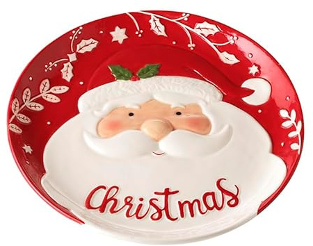 Heaven Sends Santa Christmas Plate – Festive Red & White Ceramic Serving Dish with Father Christmas Design – Christmas Tableware for Snacks, Biscuits, Cakes & Treats