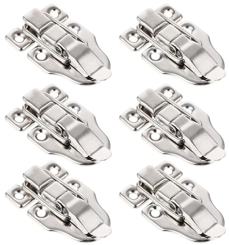 DOITOOL Loquets à Boucle en Métal Argenté Fermoirs Robustes Lot de 6 Pratiques et Faciles à Installer pour Valises et Boîtes en Bois pour pour Coffrets à Bijoux
