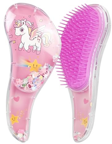 LAKPYN 1 Pezzi Mini Hairbrush - Spazzola per Capelli Bagnati e Asciutti - Districante per Tutti i Tipi di Capelli - Spazzola da viaggio perfetta per bambini - Unicorno